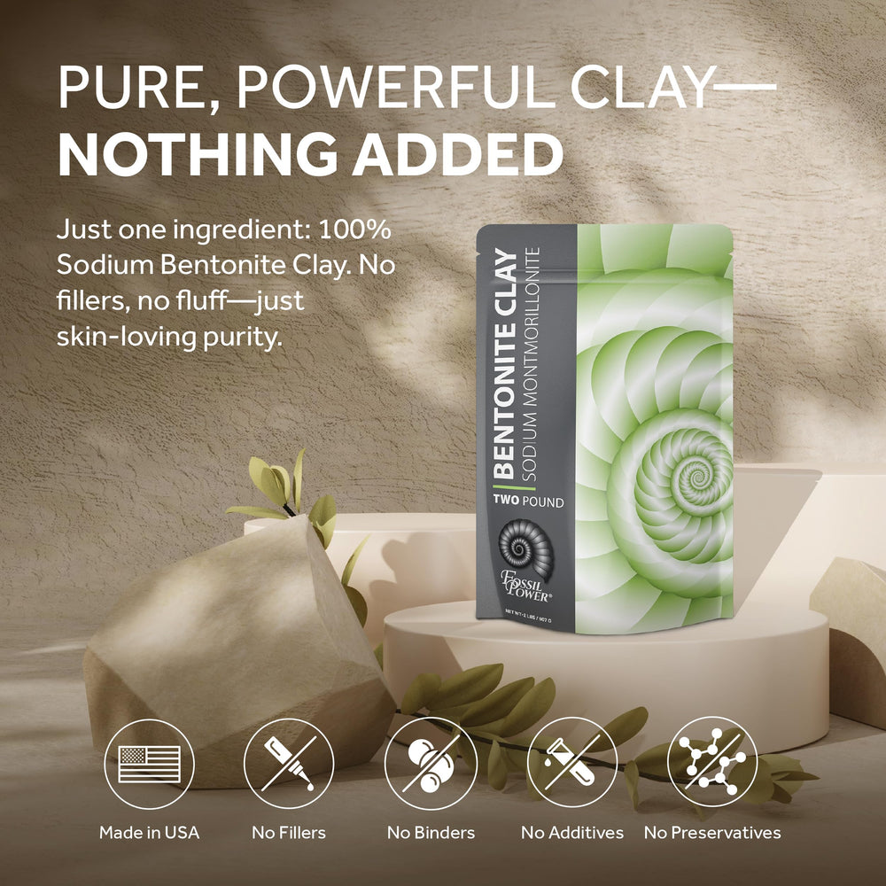 FOSSIL POWER Bentonite clay paste for facial mask with smooth ready-to-apply texture