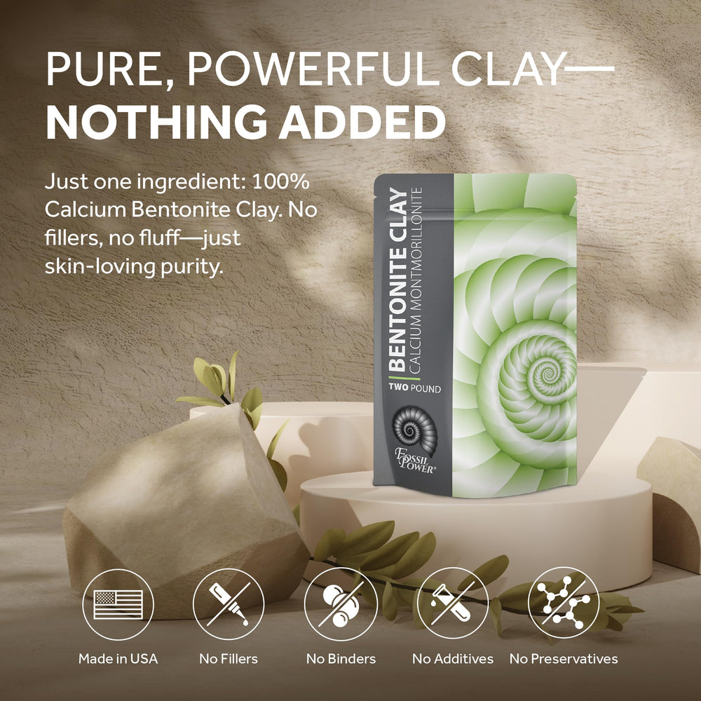 FOSSIL POWER Hair Mask with calcium bentonite clay for gentle conditioning.
