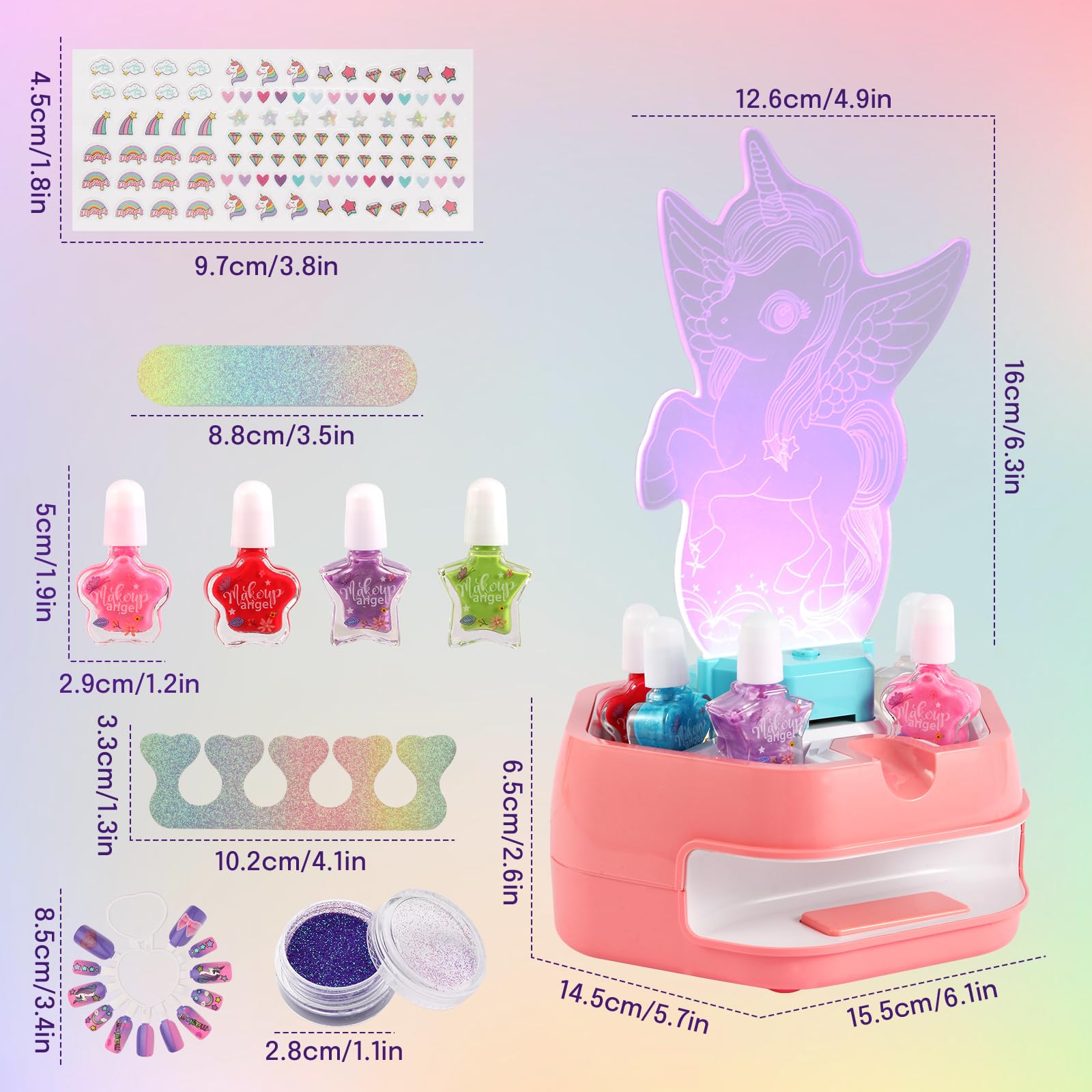 Fostro sticker sheet adds unicorn accents for quick nail art.