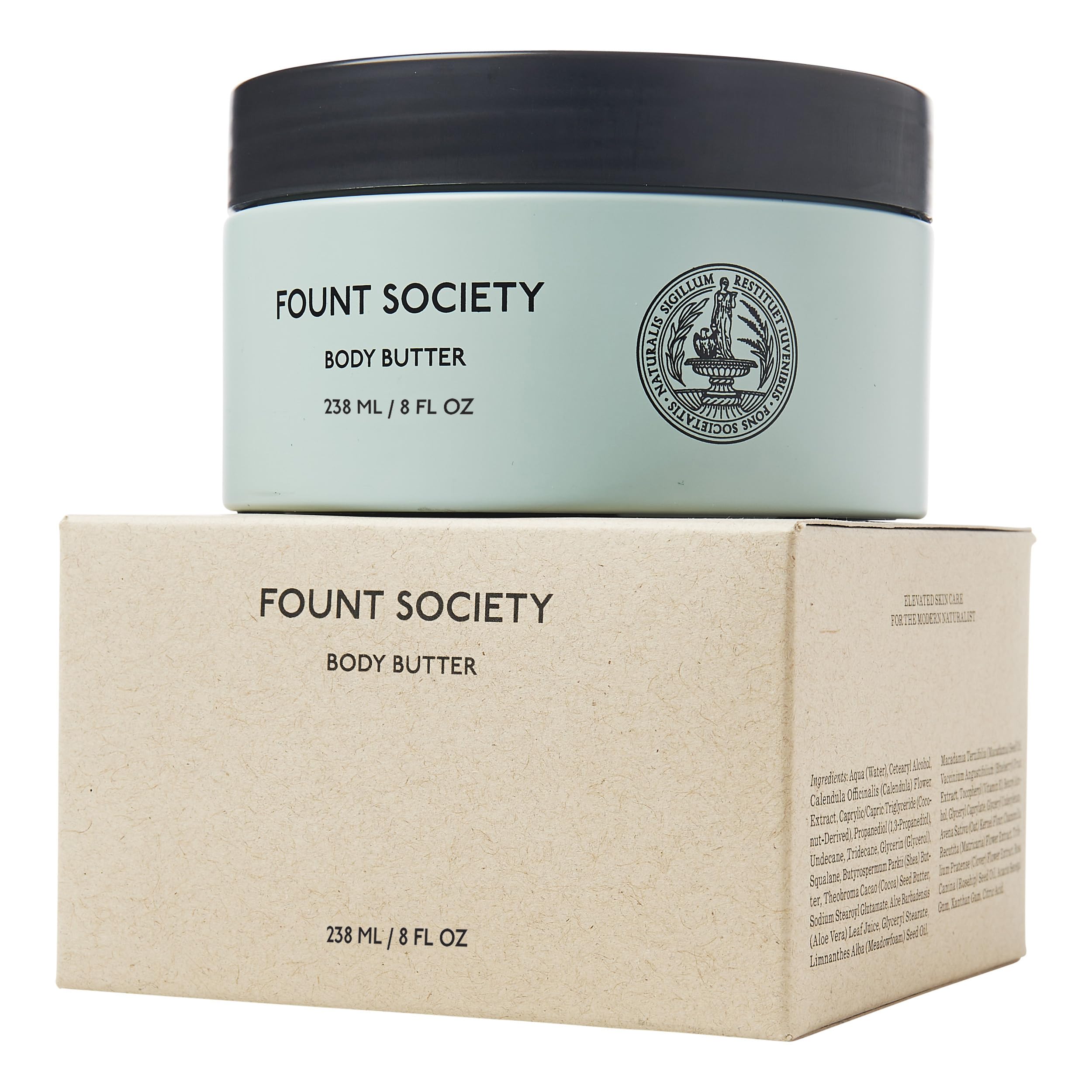 Fount Society Body Butter made in USA label ensures quality and trusted ingredients.