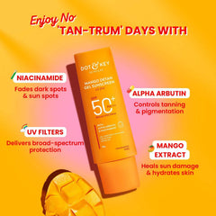 FOUNTINA Dot&Keey Mango Detan Sunscreen SPF50+ highlighted for outdoor protection