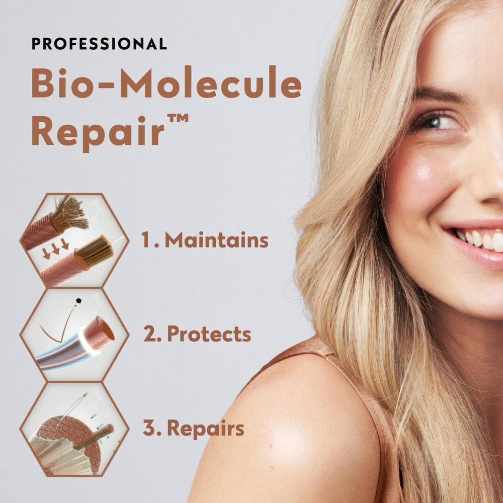 Four Reasons Bio-Molecule Repair Serum label focusing on bond repair technology.