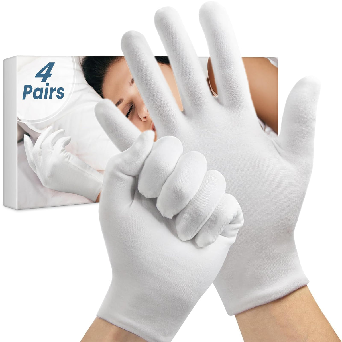 FourSeas four-pack white gloves for versatile, long-term hand care.