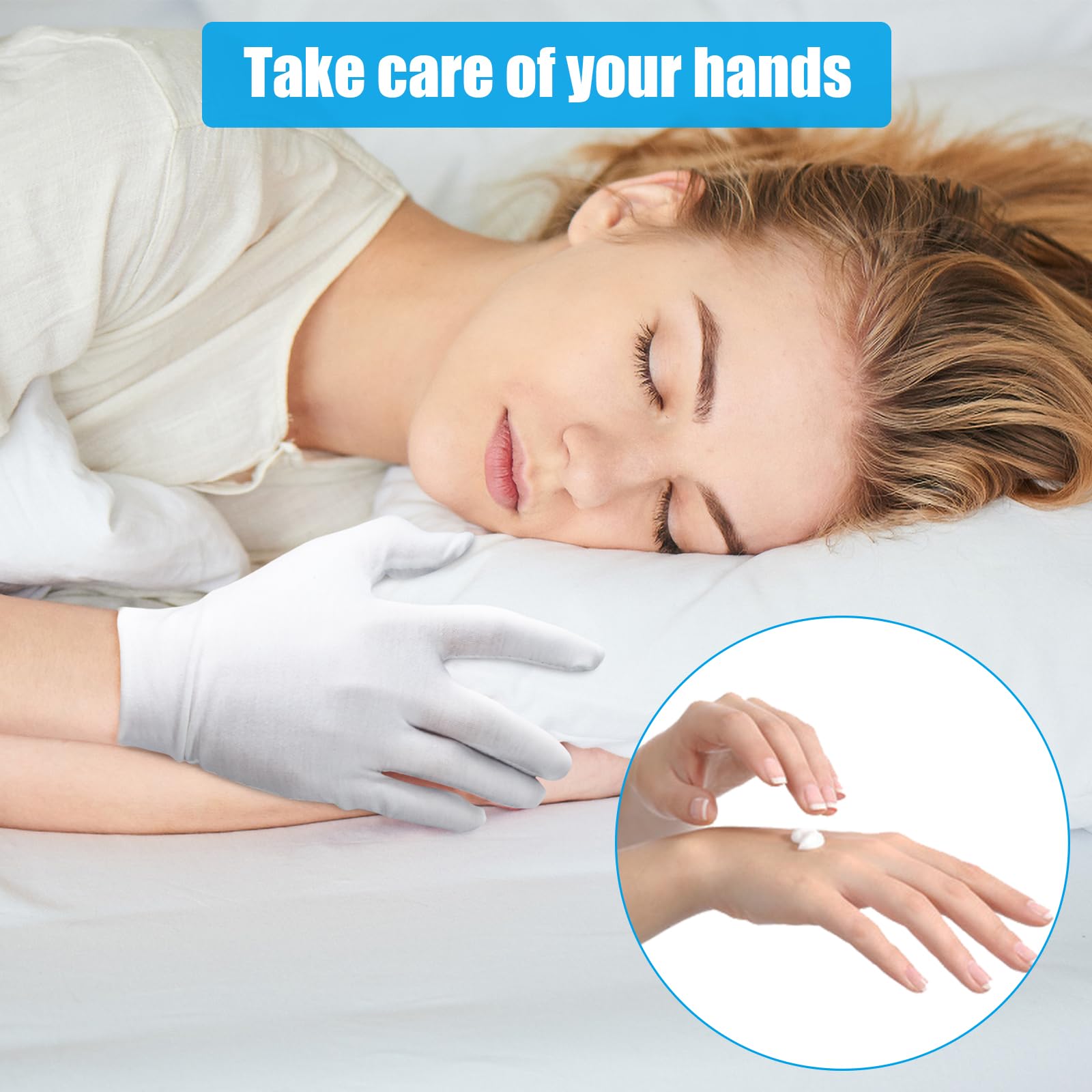 FourSeas breathable cotton gloves for comfortable nightly moisturizing.