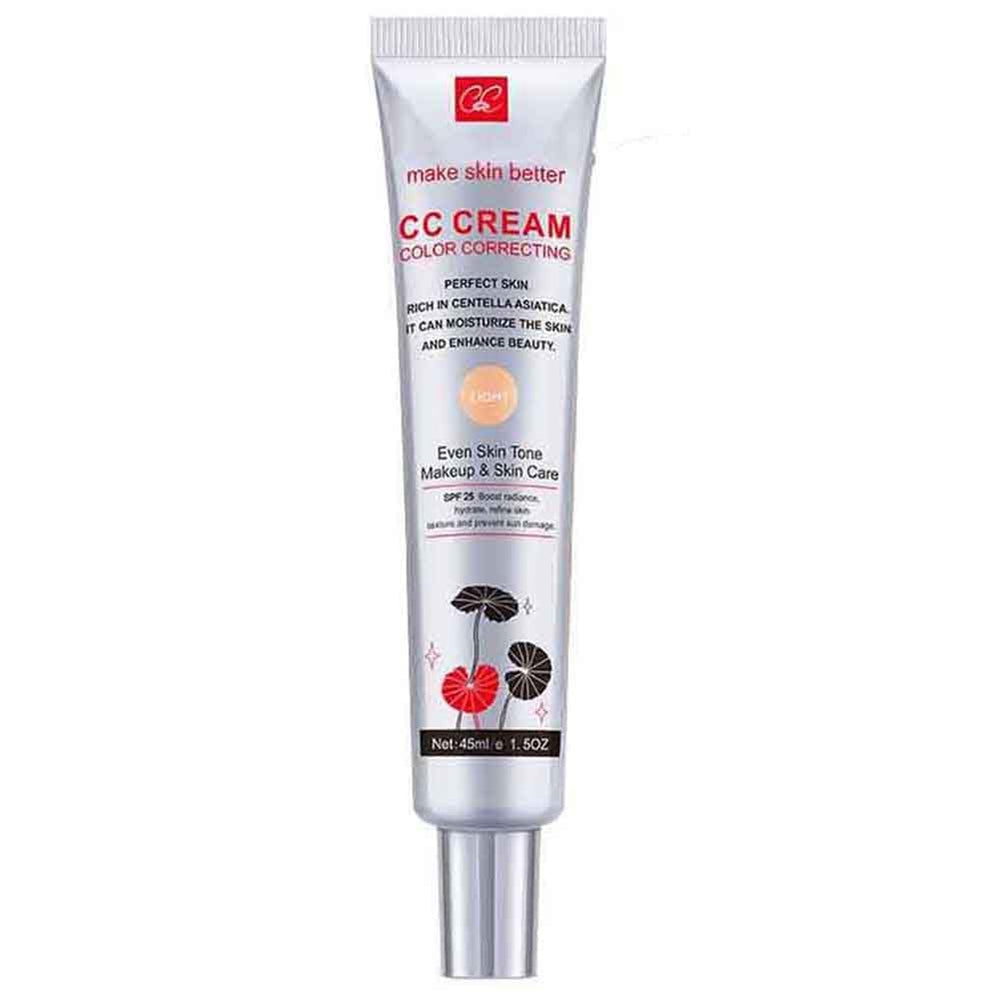 Fovcos Color Correcting CC Cream bottle demonstrating lightweight hydration for a natural look