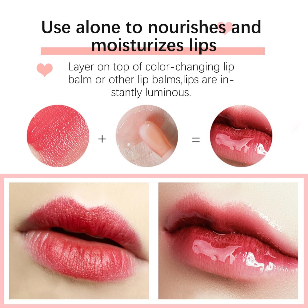 Fovcos Lip Oil pink shade enhances natural lip color.