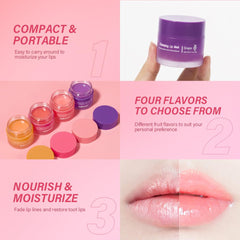 Close-up of the jar reveals a rich texture for nourishing lip care.