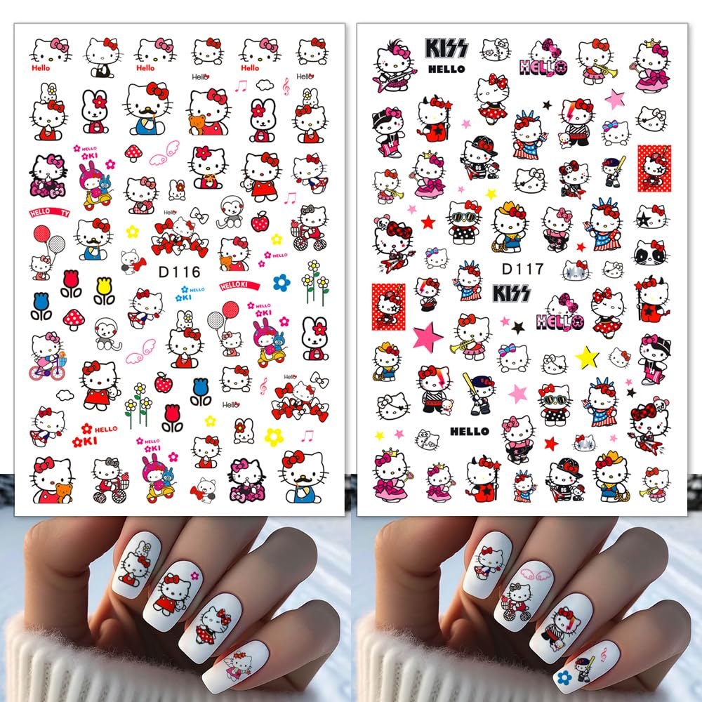 Foweso cat nail stickers closeup highlighting self-adhesive 3D designs for easy DIY decor.