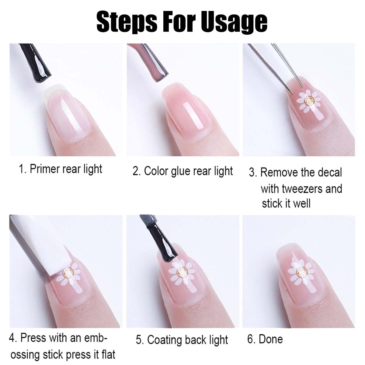 Foweso DIY nail art stickers applied easily for long-lasting decoration.
