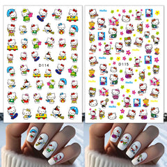 Foweso cat cartoon nail decals with instruction sheet simplify home manicure.