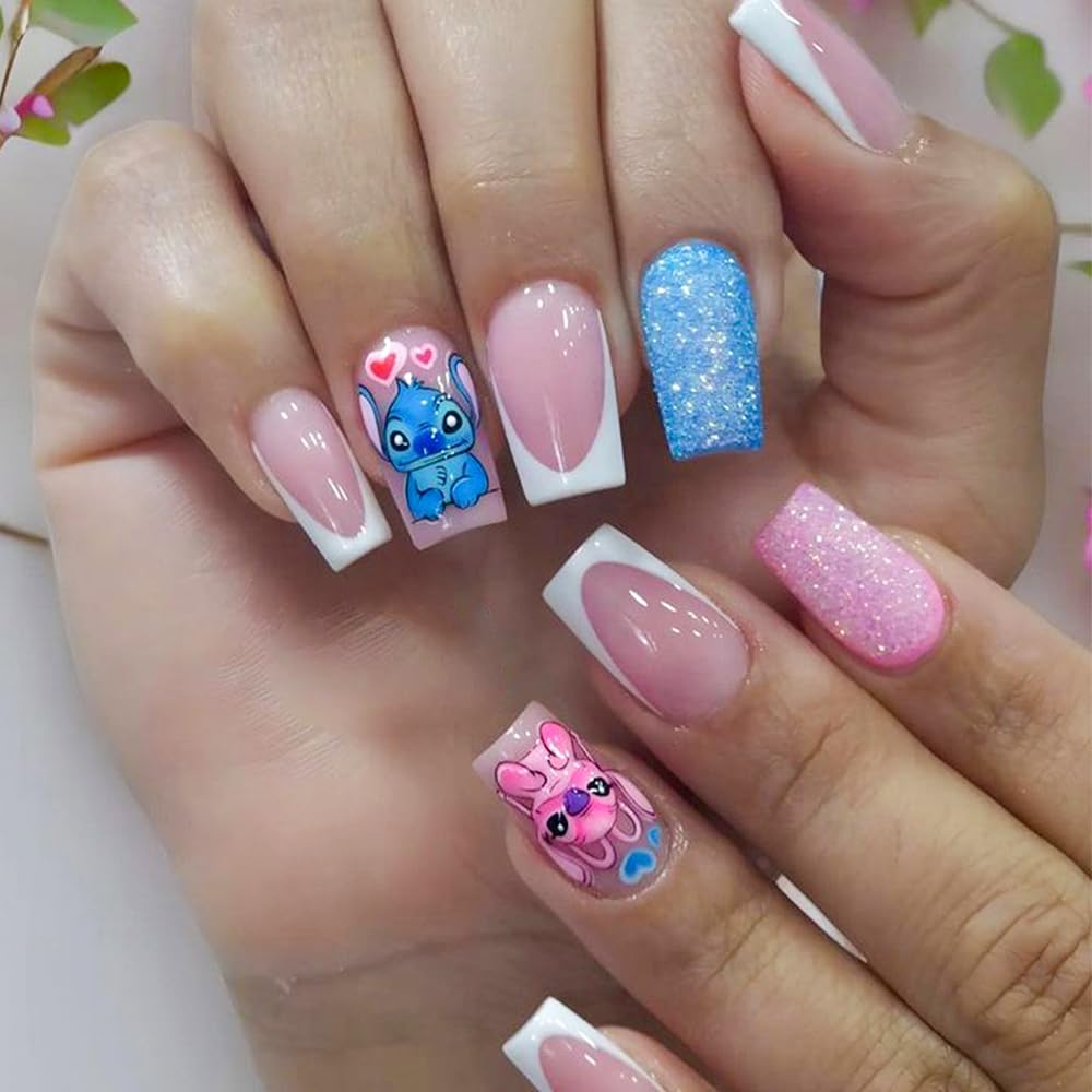 Foweso white French tip nails with a glossy nude base for quick at-home glamour