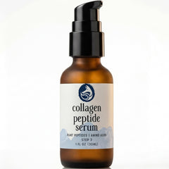 Foxbrim Naturals peptide collagen serum bottle close-up for gentle hydration