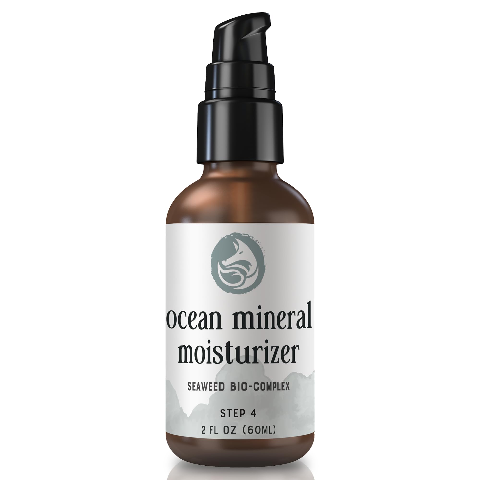 Foxbrim Naturals Ocean Mineral Moisturizer bottle delivering seaweed hydration.