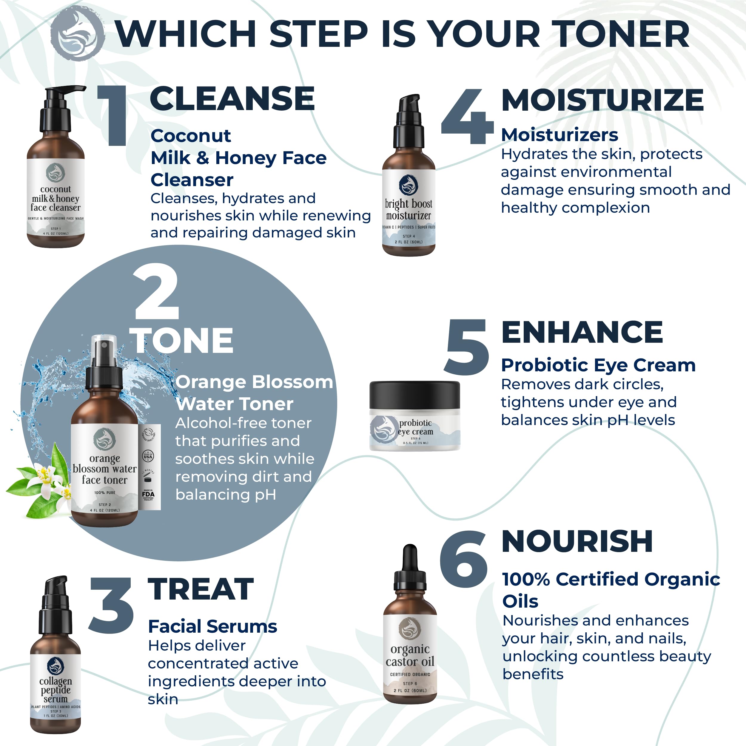 Foxbrim Naturals toner bottle label emphasizing clean vegan formula