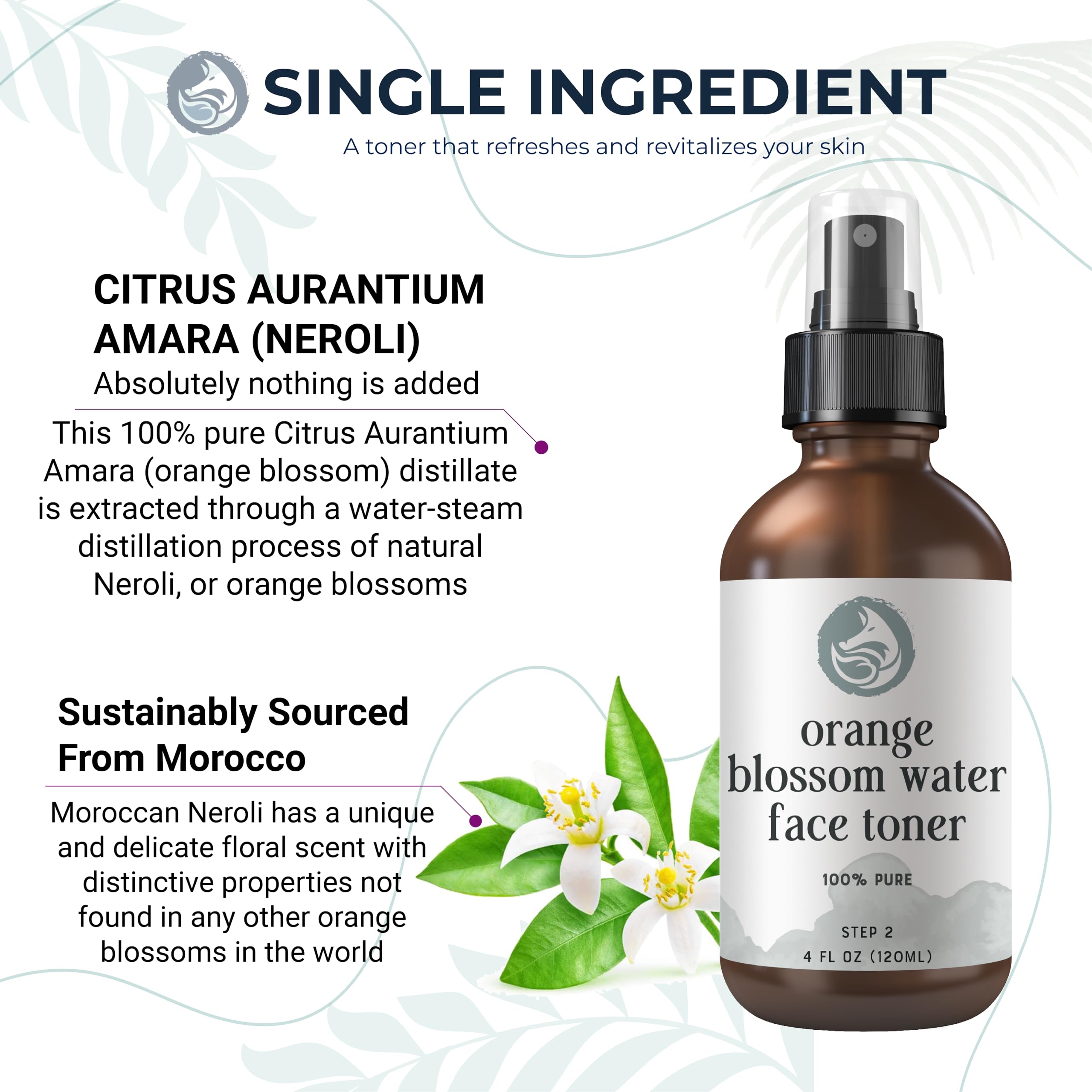 Foxbrim Naturals orange blossom toner close-up neroli hydrosol ingredients