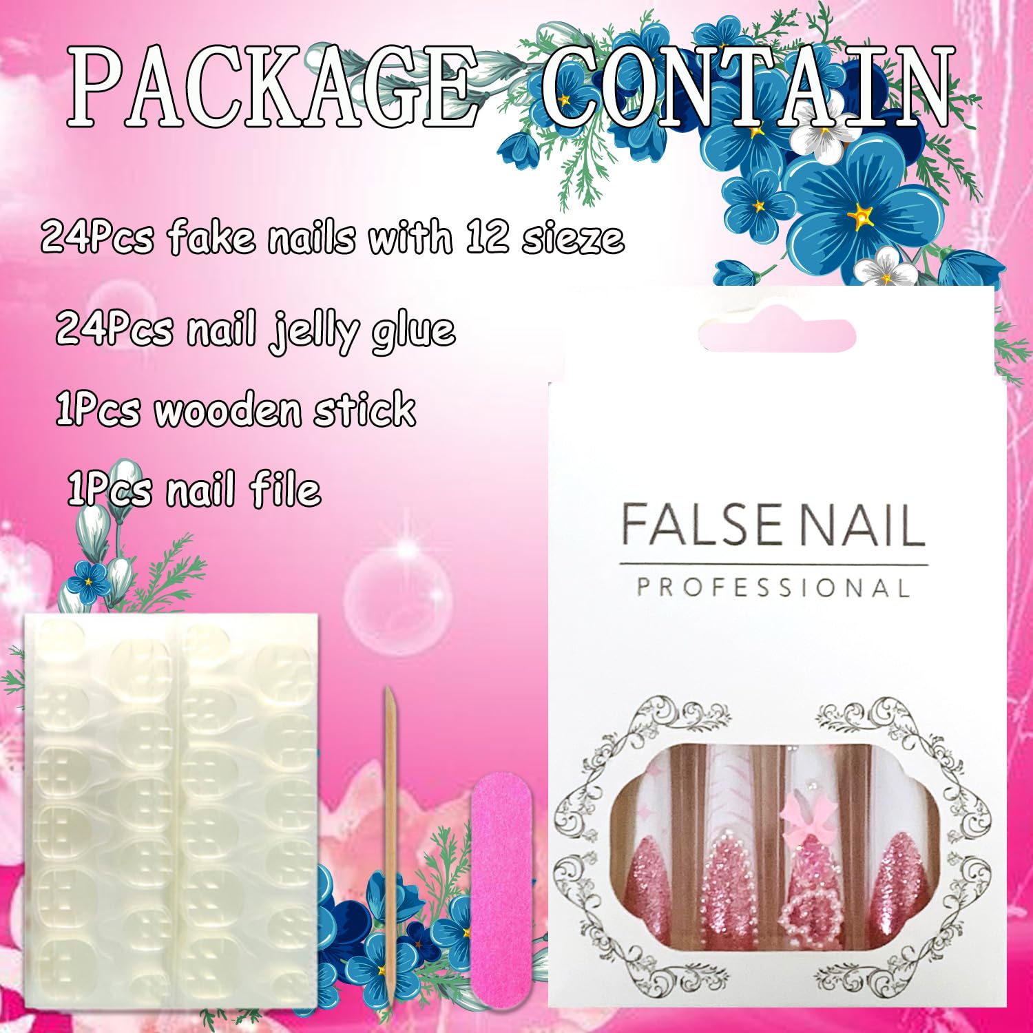 FOXIIU nails set includes multiple sizes for a snug fit.