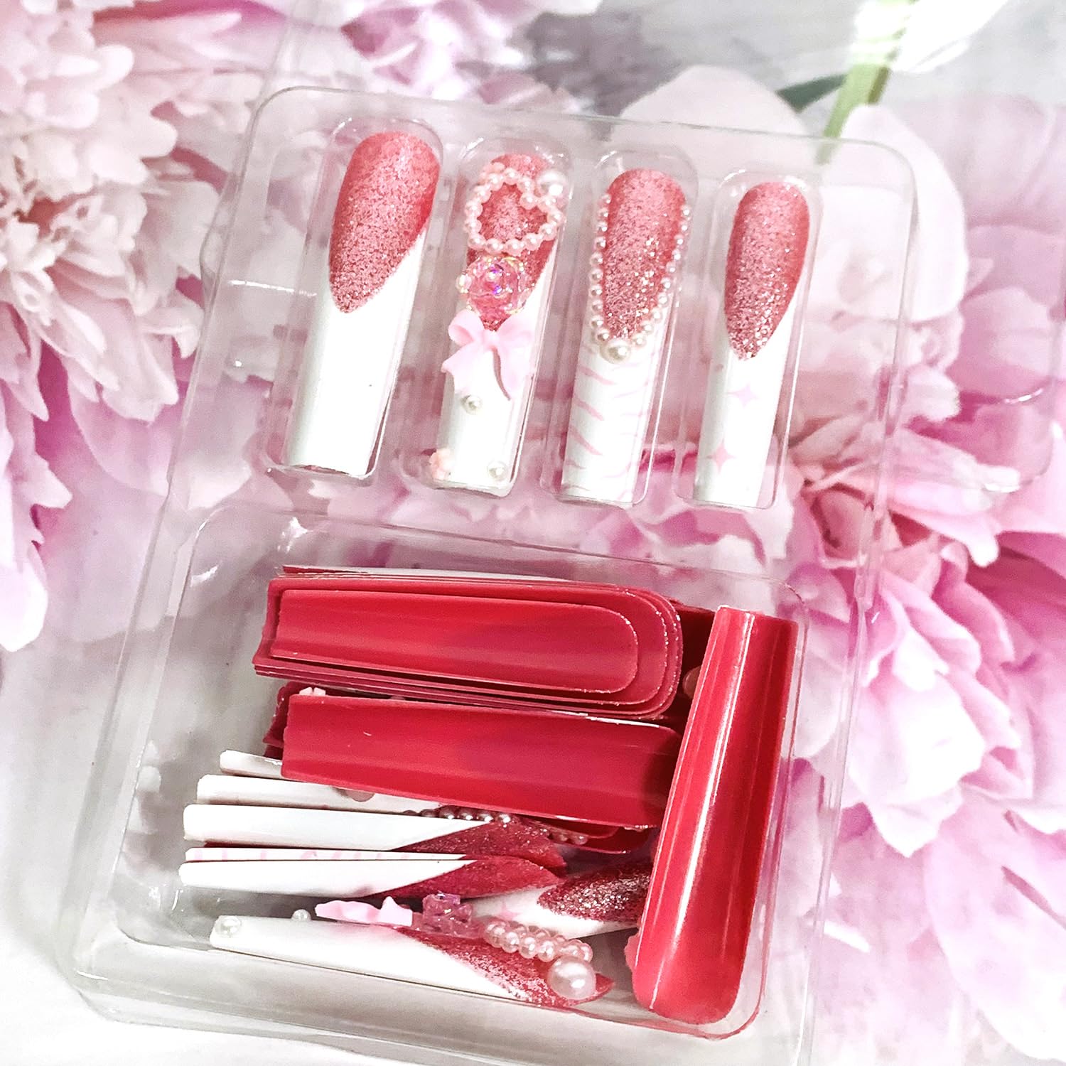 FOXIIU mini file, stick, and adhesive tabs for easy at-home styling.