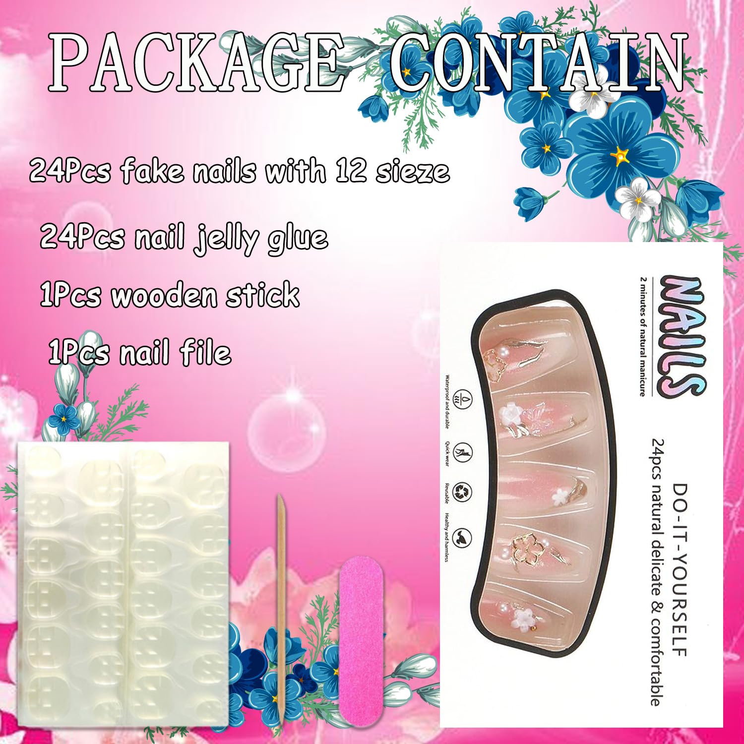 FOXIIU almond nails with quick-apply design for busy days.