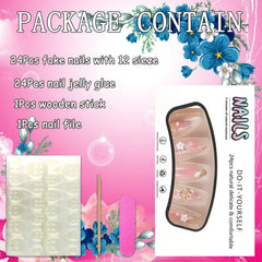 FOXIIU almond nails with quick-apply design for busy days.