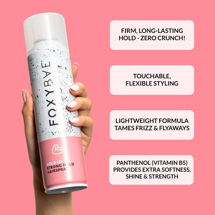 FoxyBae hair spray mist application demonstrates flexible hold