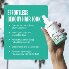 FoxyBae Sea Salt Spray applied to hair creates casual, textured waves.