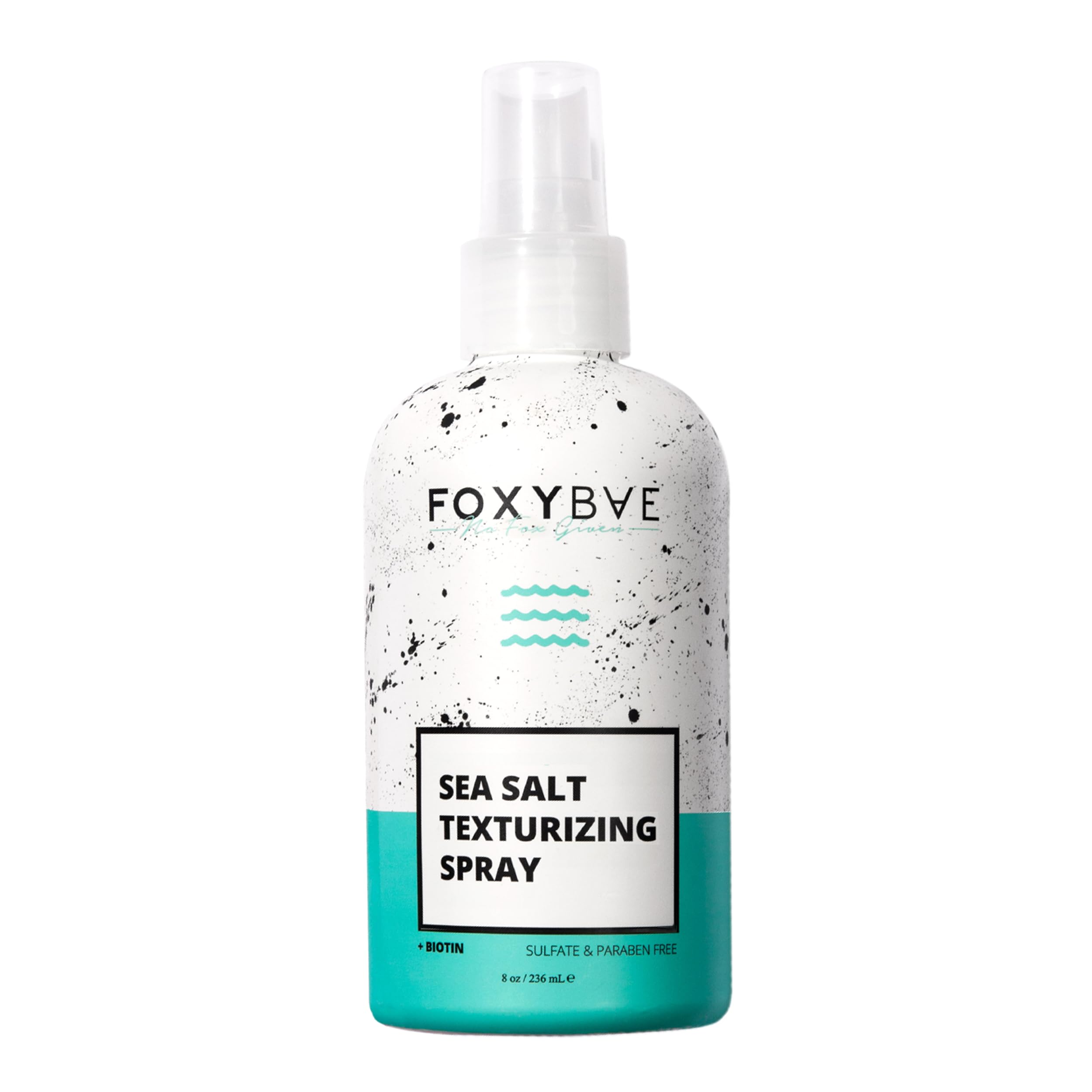 FoxyBae Sea Salt Spray bottle highlights ocean-inspired texture for beachy waves.