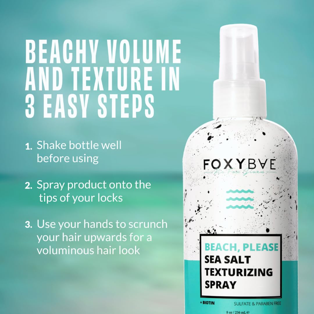 FoxyBae Sea Salt Spray suitable for men and women with various hair types.