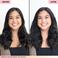 FoxyBae waterless shampoo shown without rinsing and no white residue