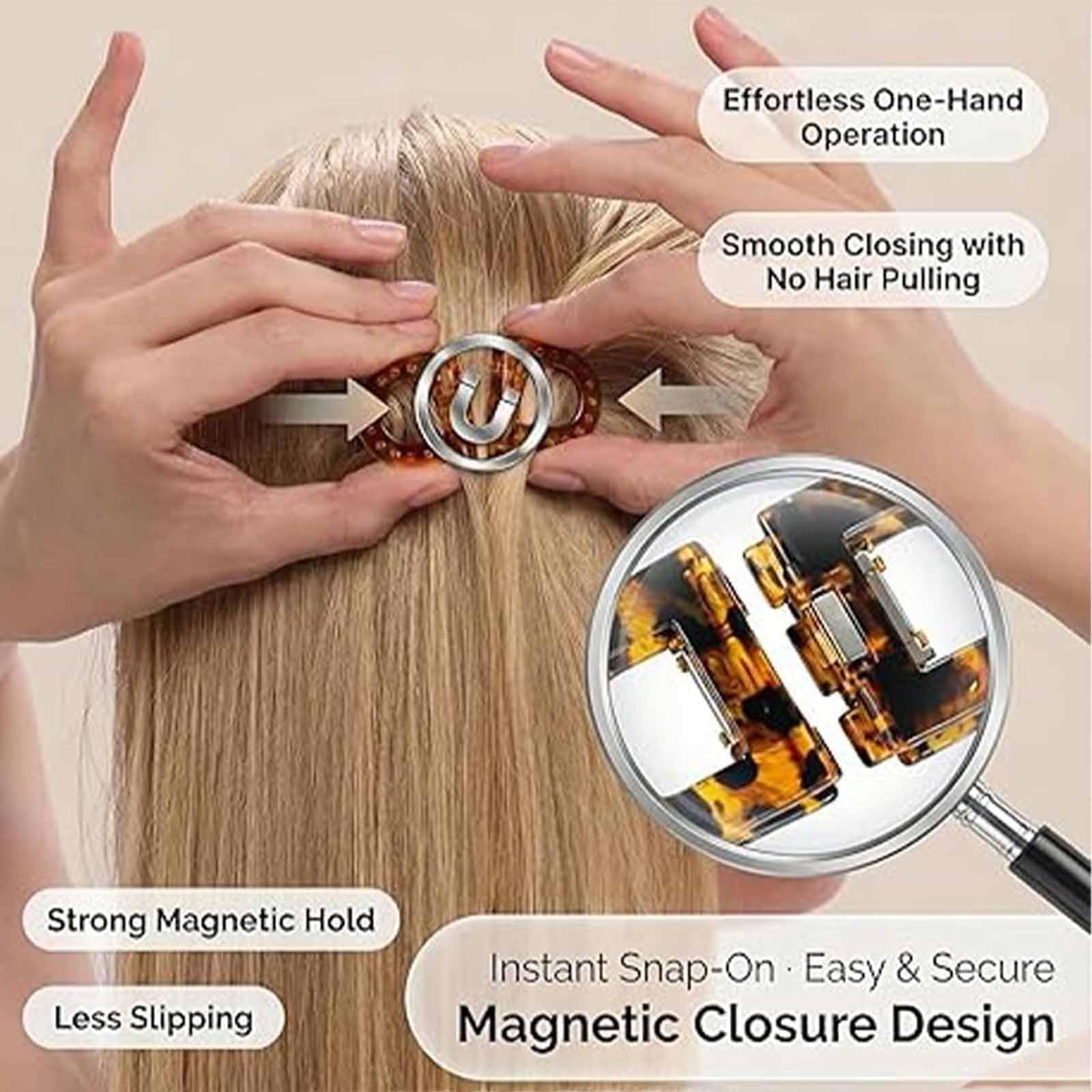 FOYA magnetic hair clips seamless closure for quick updos.
