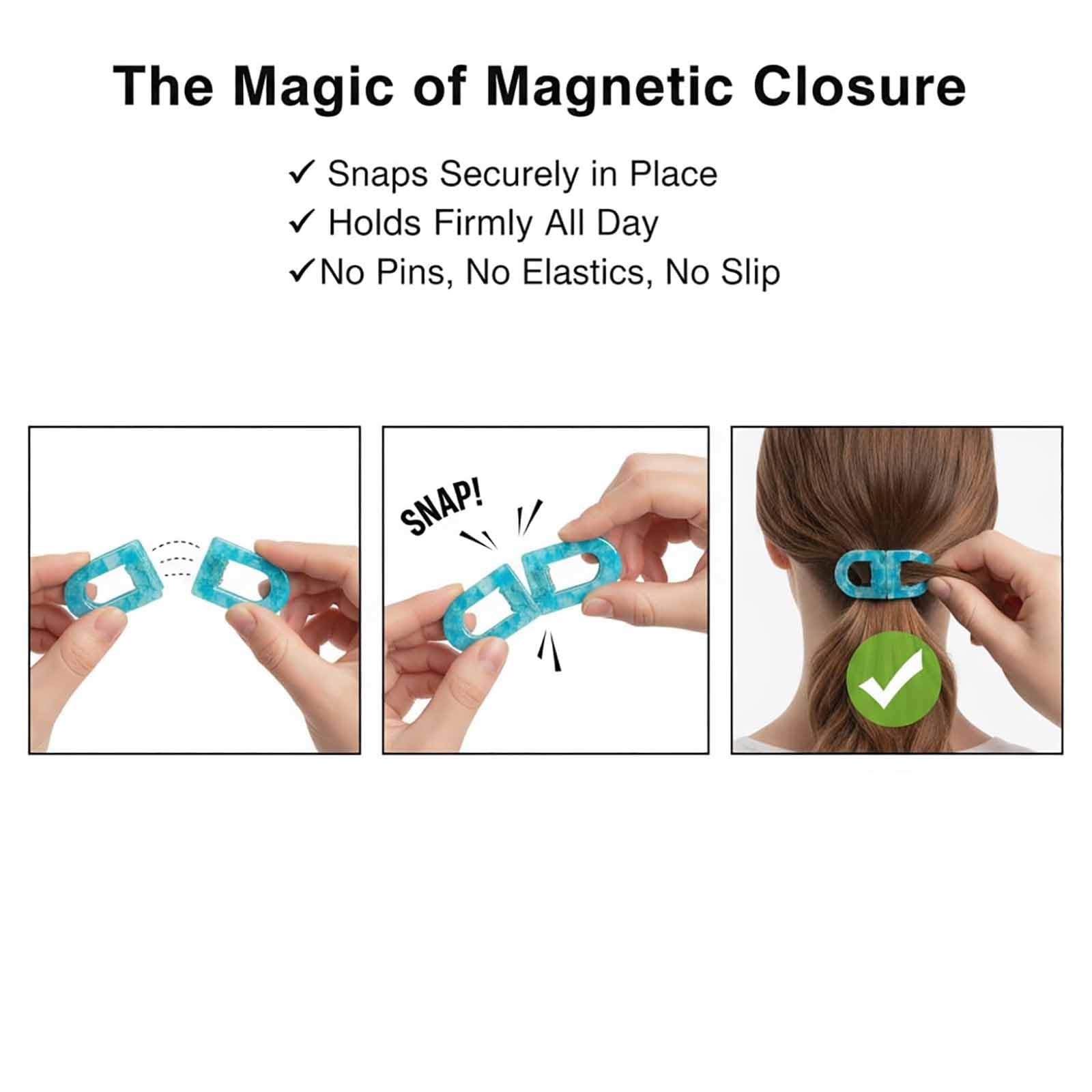 FOYA turquoise clip adds vibrant color to any outfit.