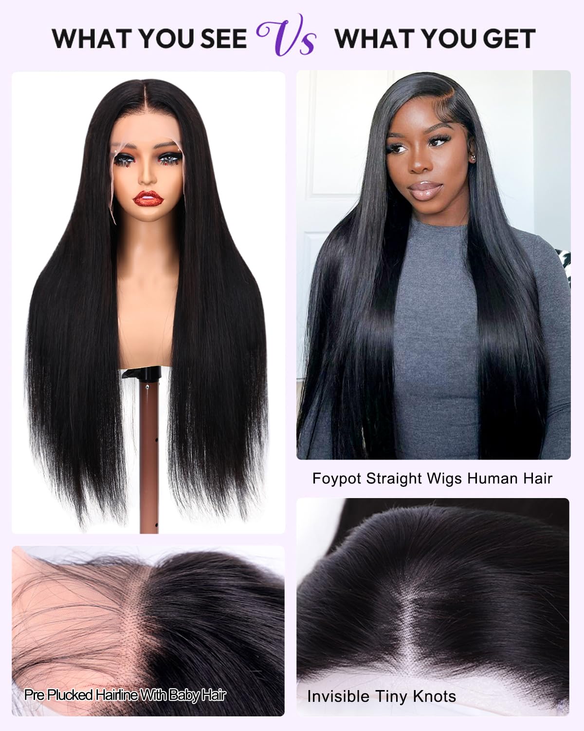 Foypot 13x6 lace front wig with HD lace for a natural-looking hairline.