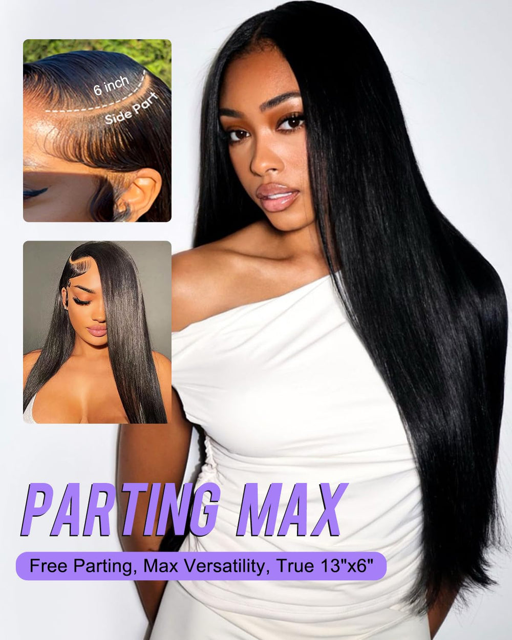 Foypot 200 density straight wig delivers dramatic volume and movement.