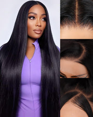Foypot 30 inch straight wig in Brazilian virgin hair for smooth, long-lasting styling.