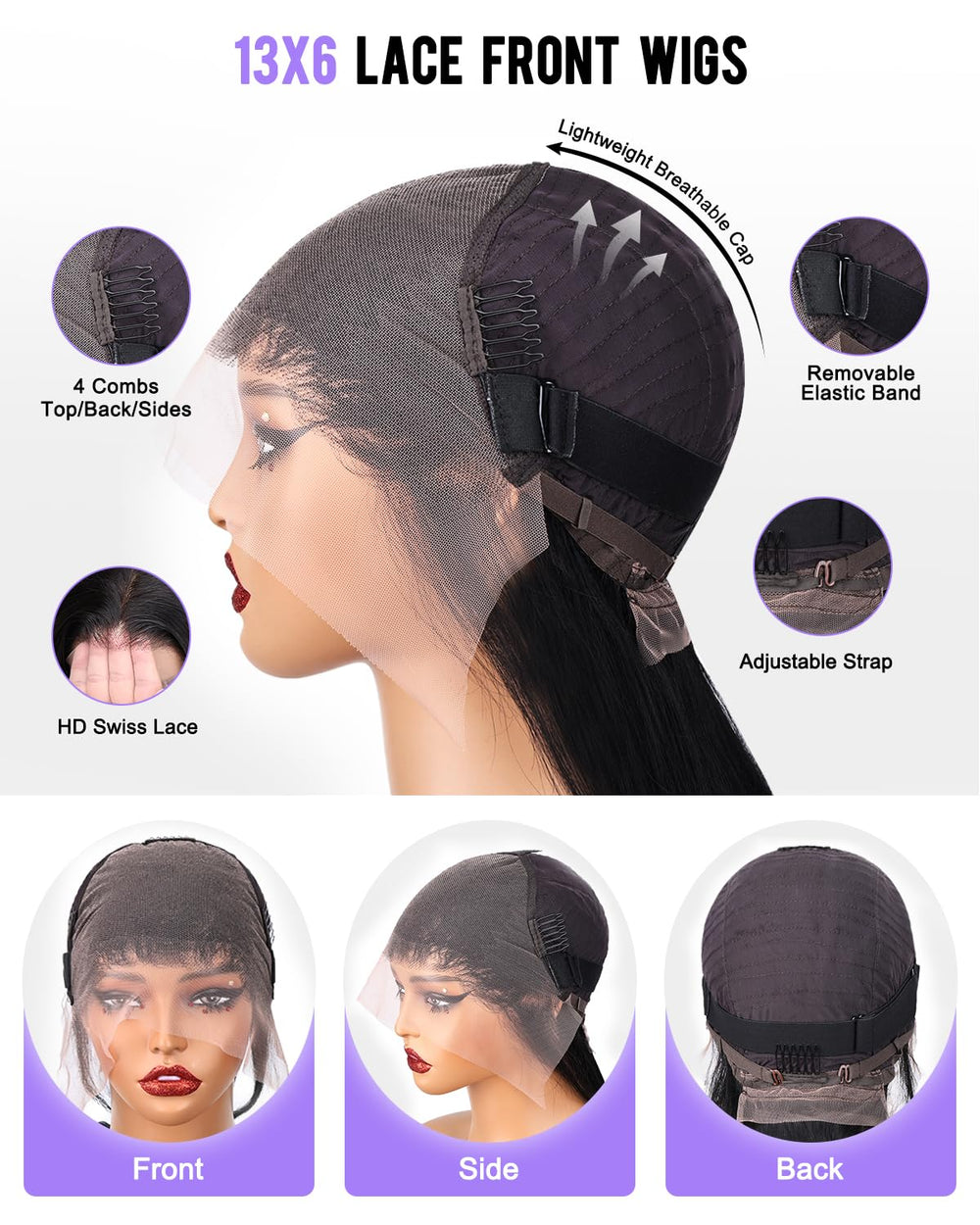 Foypot undetectable knots provide a natural scalp appearance.