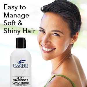 Fragfre 2-in-1 hair after-use reveals smooth, odorless, manageable finish.