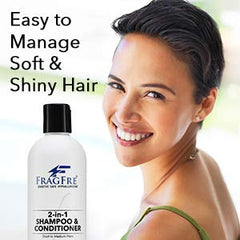 Fragfre 2-in-1 hair after-use reveals smooth, odorless, manageable finish.