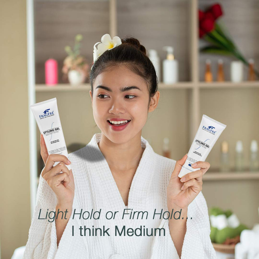 FRAGFRE alcohol-free hair gel keeps hair soft with light hold.
