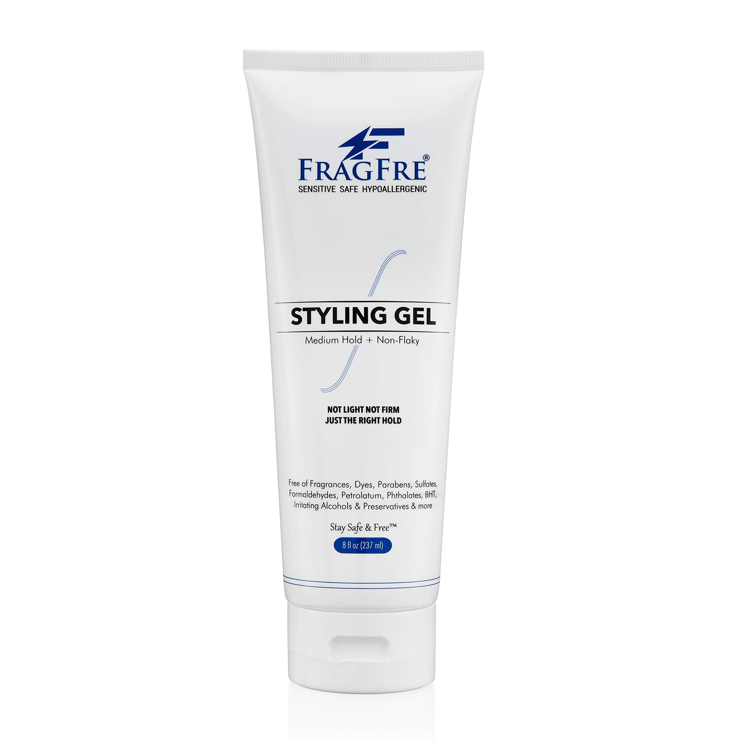 FRAGFRE unscented styling gel 8oz bottle for clean, fragrance-free hold.
