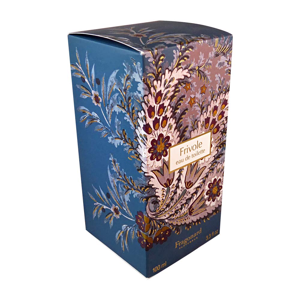 Fragonard Frivole EDT bottle tilted to reveal glass clarity and vibrant liquid