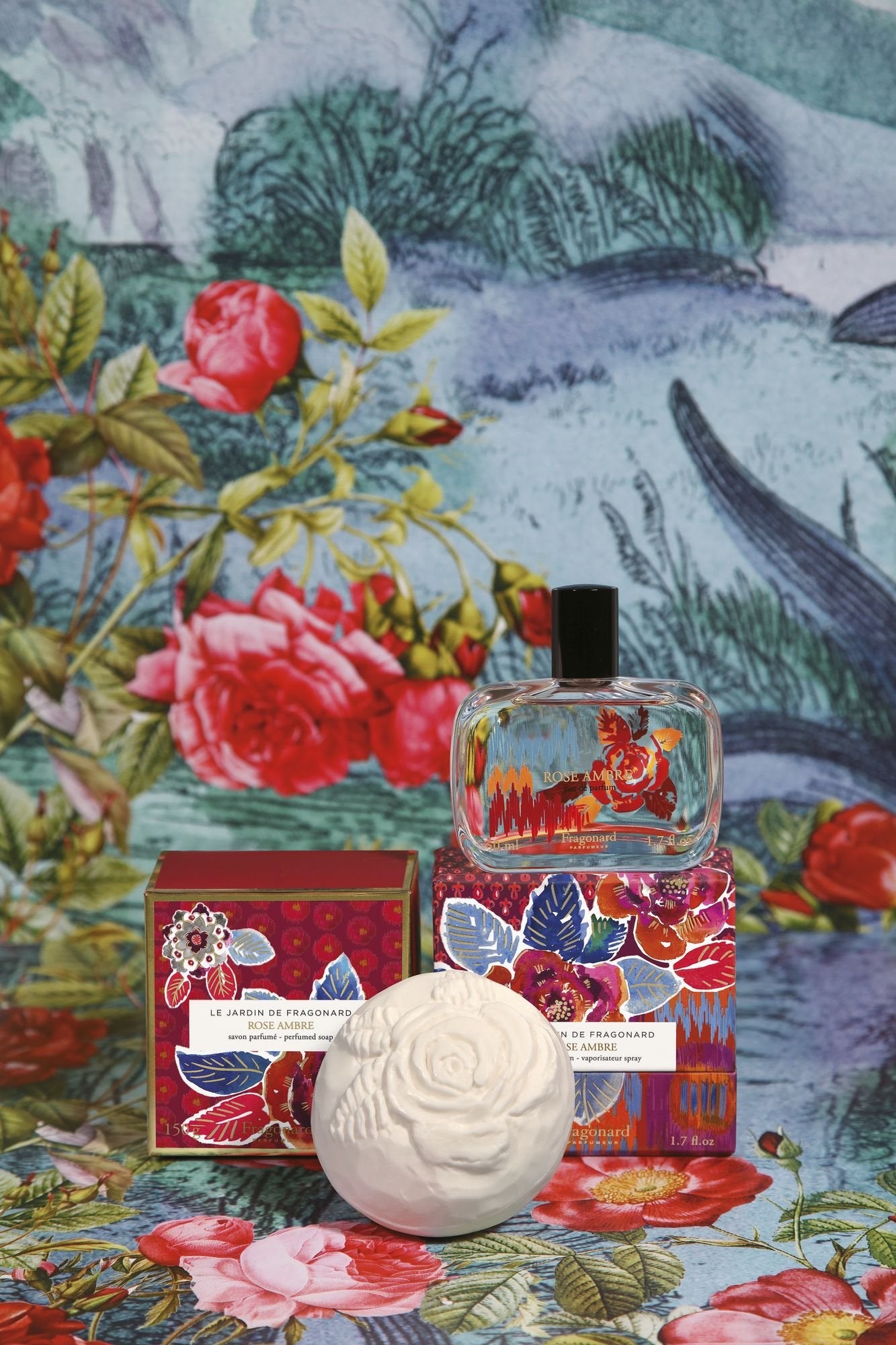 Fragonard Rose Ambre EDP spray bottle, smooth mist for all-day wear.