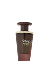 Fragrance World French Avenue Chocola Addict bottle-cap close-up emphasizes luxury packaging.