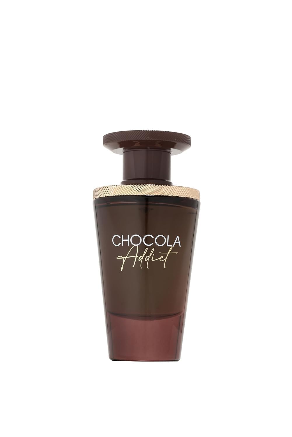 Fragrance World French Avenue Chocola Addict bottle front view for evening wear elegance.