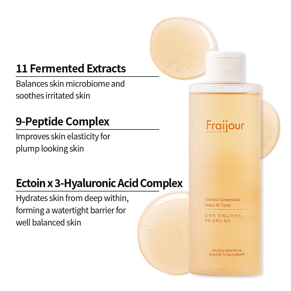 Fraijour Alchemic Toner hyaluronic acids layering illustration for multi-layer hydration.