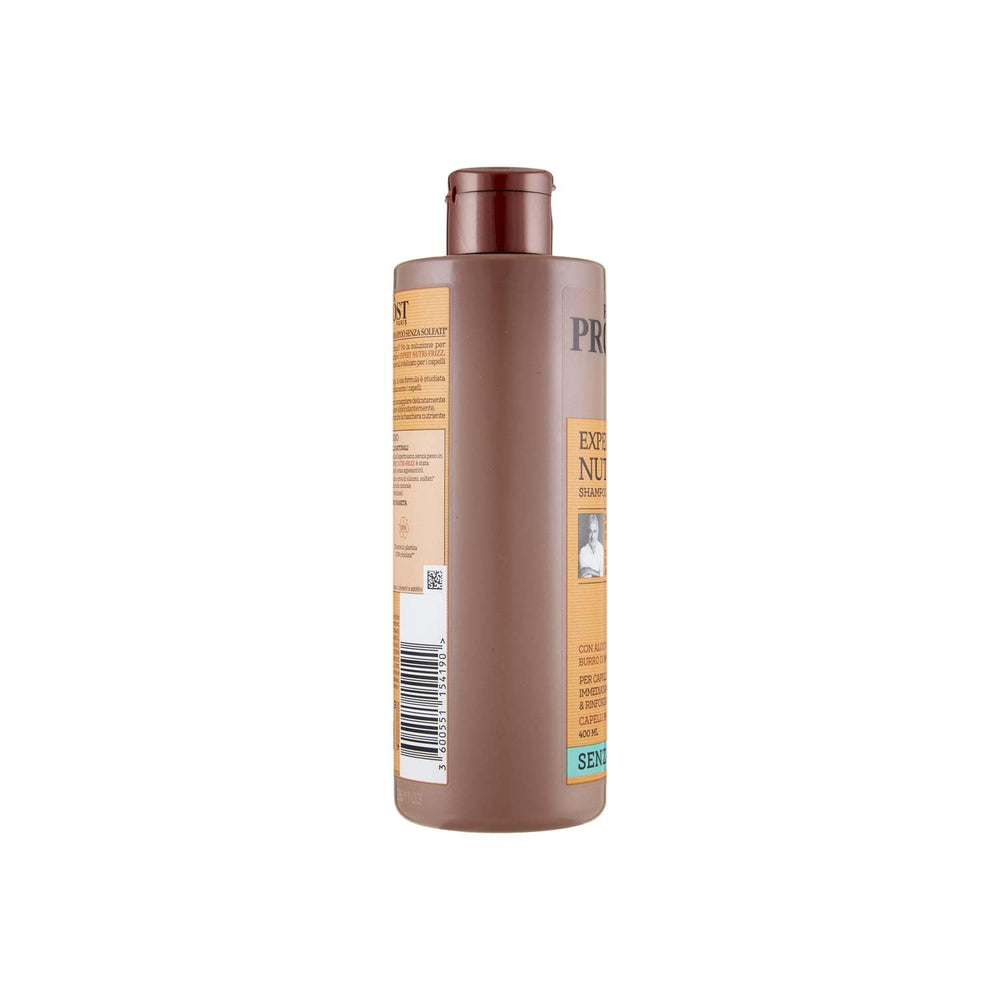 Franck Provost Nutri-Frizz shampoo bottle side view shows silicone-free formula