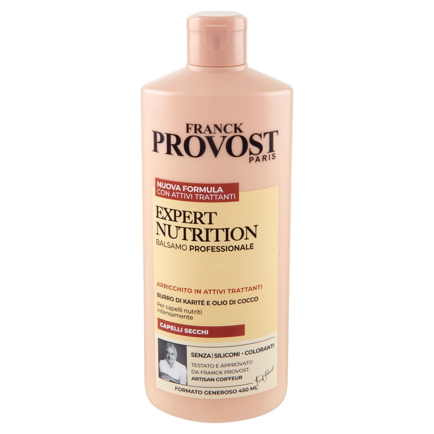 Franck Provost Nutrition Conditioner bottle back with usage directions for detangling and hydration.