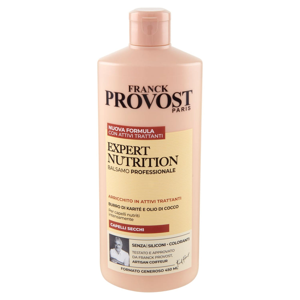 Franck Provost Nutrition Conditioner bottle back with usage directions for detangling and hydration.