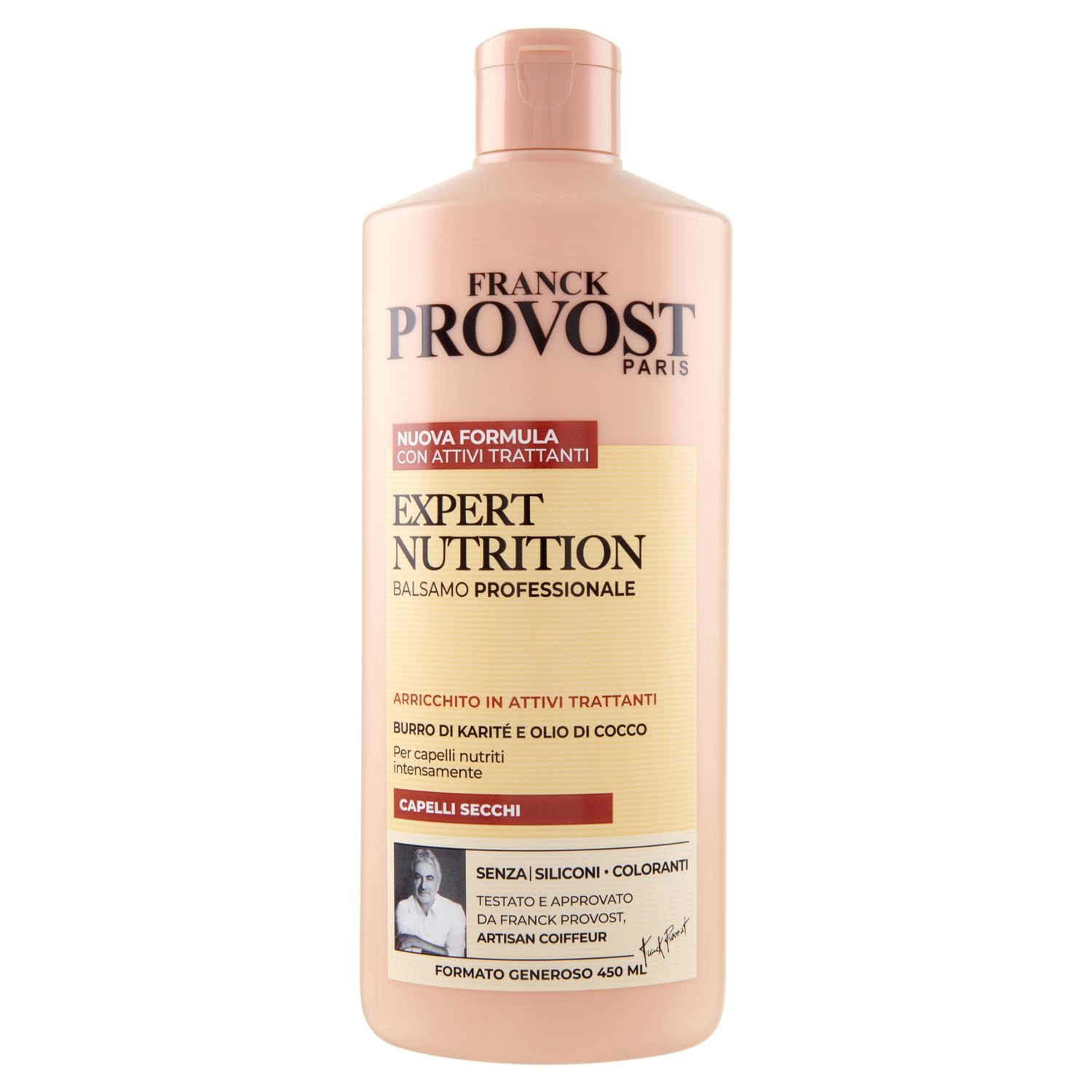 Franck Provost Nutrition Conditioner bottle front view showing nourished, softer hair after use.