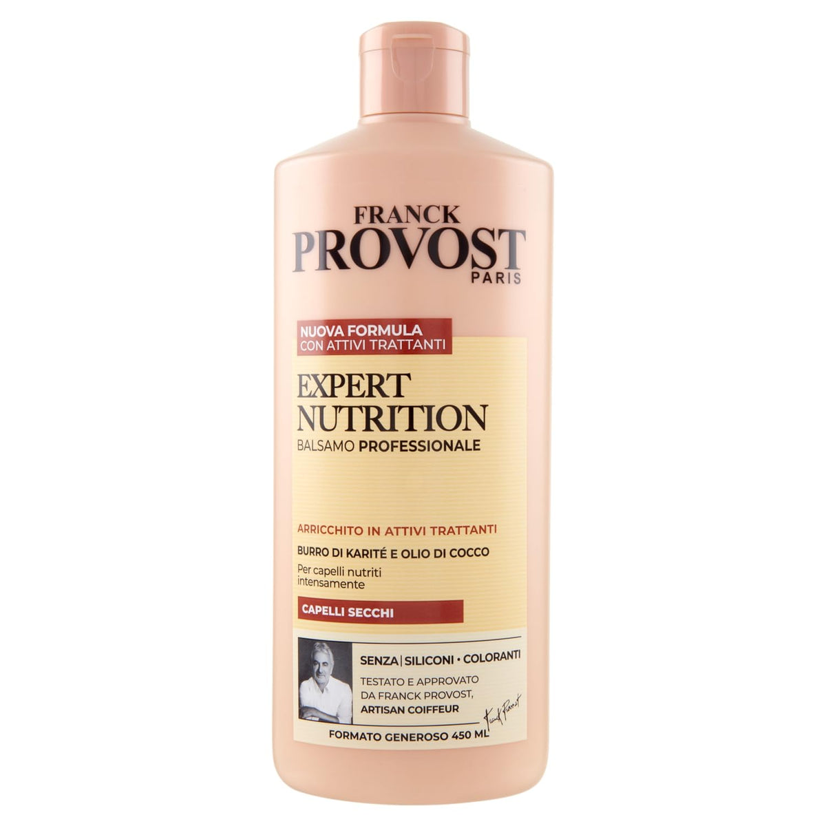Franck Provost Nutrition Conditioner bottle front view showing nourished, softer hair after use.