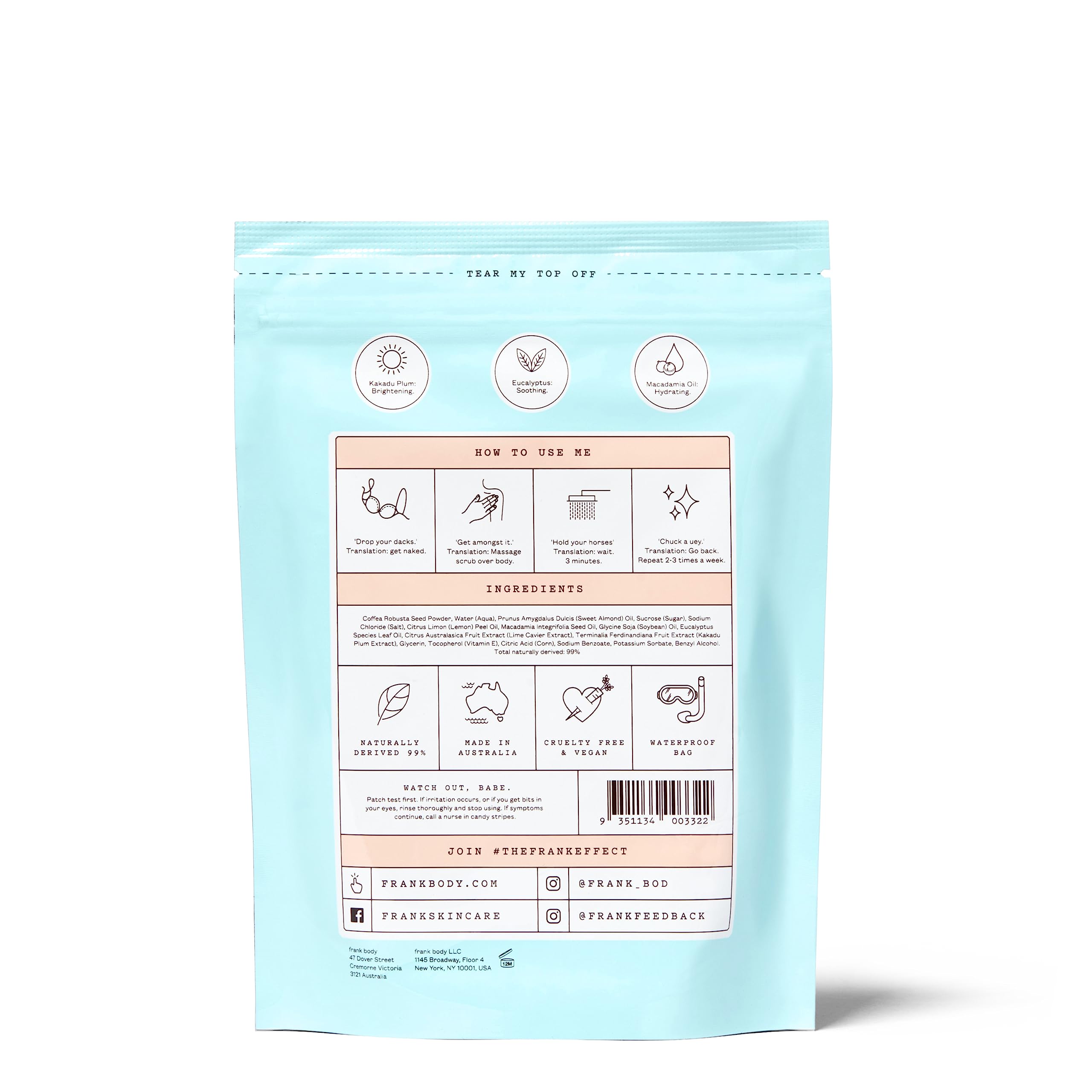 Frank Body A-Beauty Scrub Kakadu plum ingredients for brighter complexion