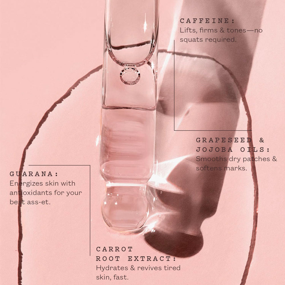 Booty Drops par frank body – texture huile légère qui pénètre rapidement.